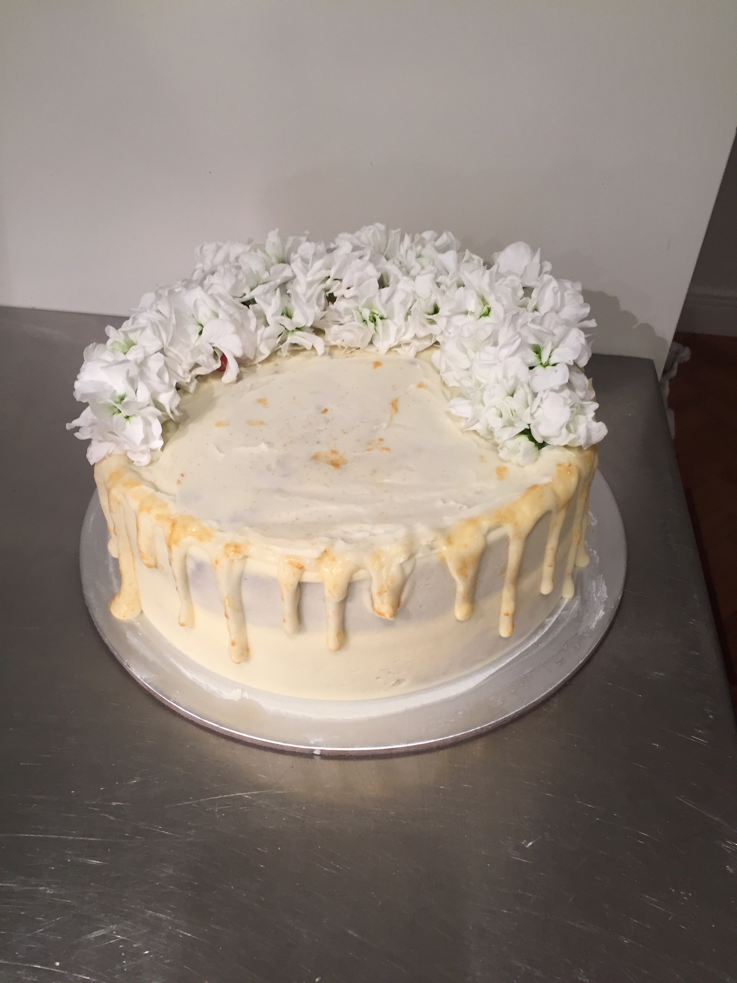White Flowers 2 Tier Custom Cake | Personalised Cake | Free Delivery |  Order Now